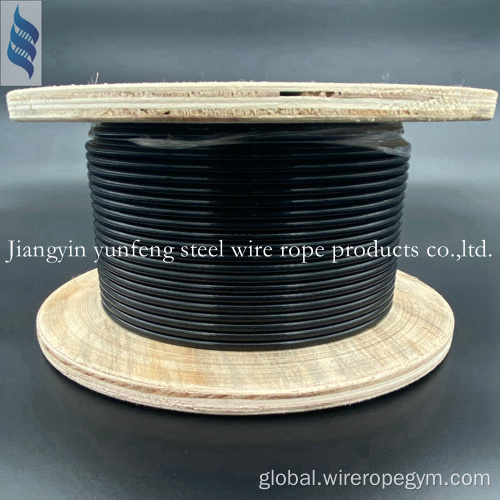 Nylon Coated Galvanized Steel Rope COMMERCIAL USE Black PA NYLON COATED GYM CABLE Manufactory